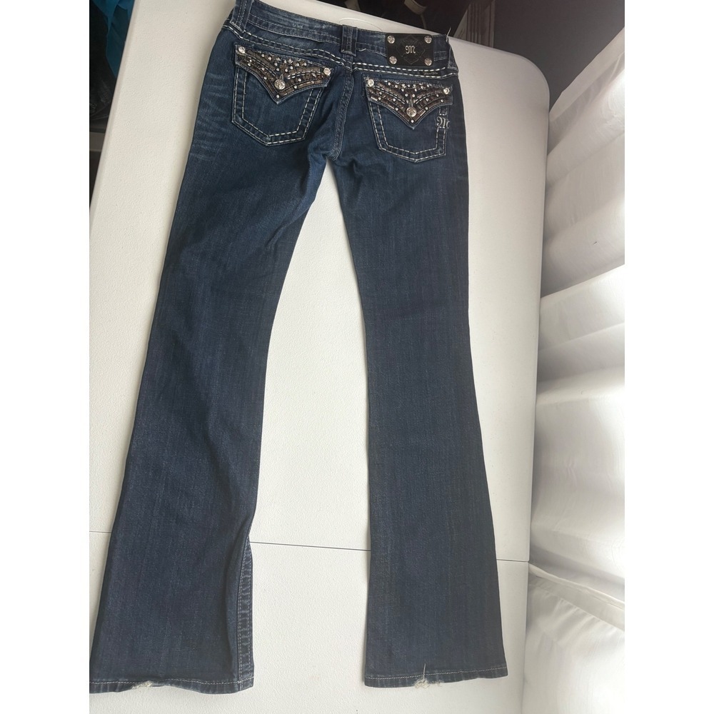 Miss Me Bootcut Jeans Embellished Pockets Dark Wash Denim Womens Size 27 - Picture 2 of 10